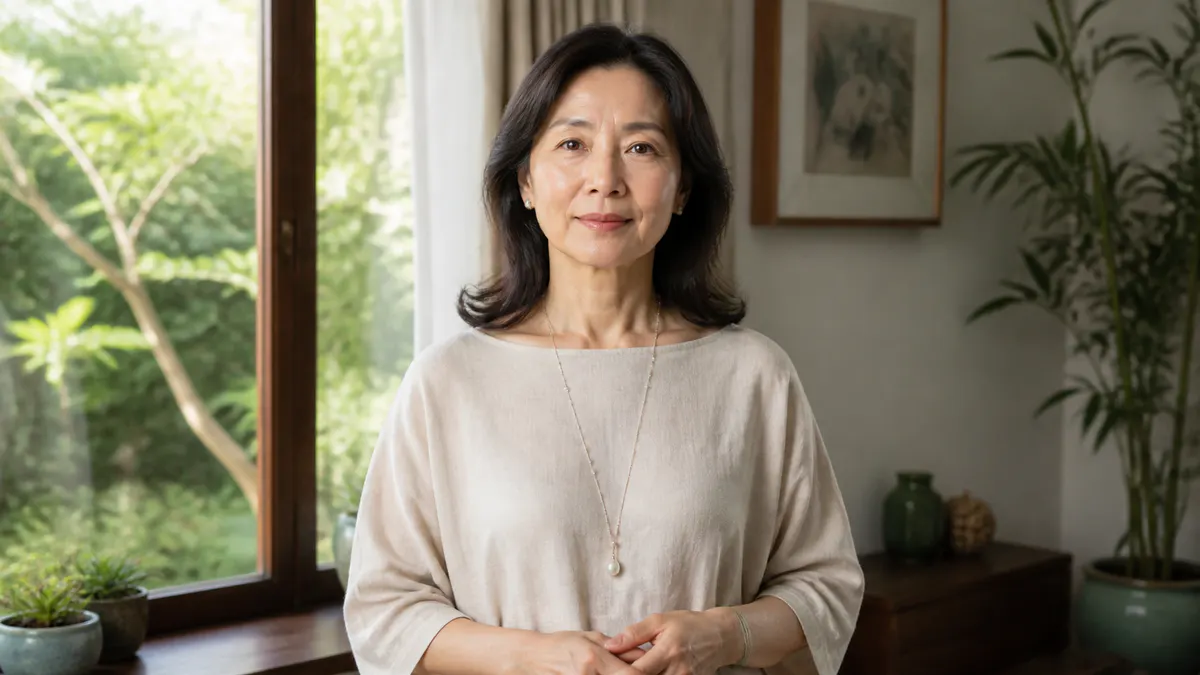 Malaysian Chinese woman approaching menopause changes with confidence.
