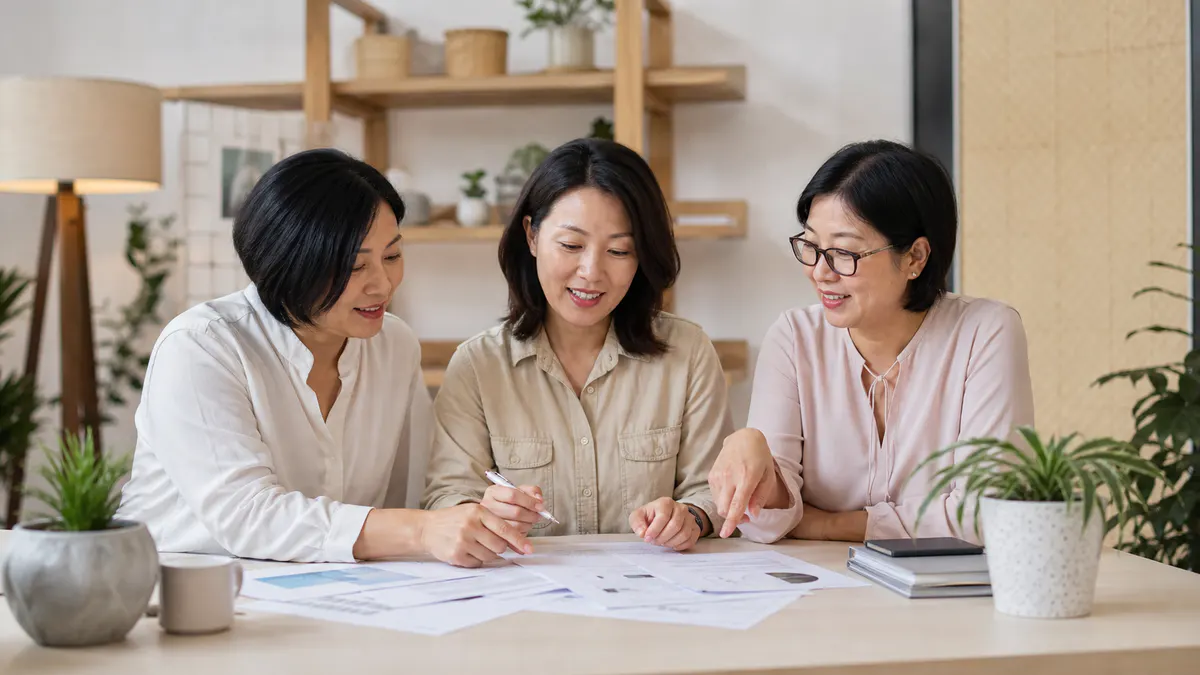 Malaysian Chinese women collaborating on health editorial content.