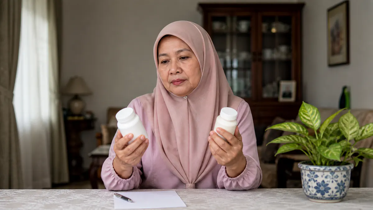 Wanita Melayu menilai produk tanpa jenama menggunakan senarai semak keselamatan.