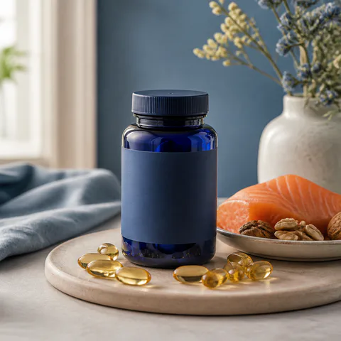 Ilustrasi kategori suplemen untuk semakan Nordic Naturals Ultimate Omega High EPA, bukan gambar pek sebenar