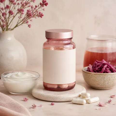 Ilustrasi kategori suplemen untuk semakan Garden of Life Women's Once Daily Probiotic, bukan gambar pek sebenar